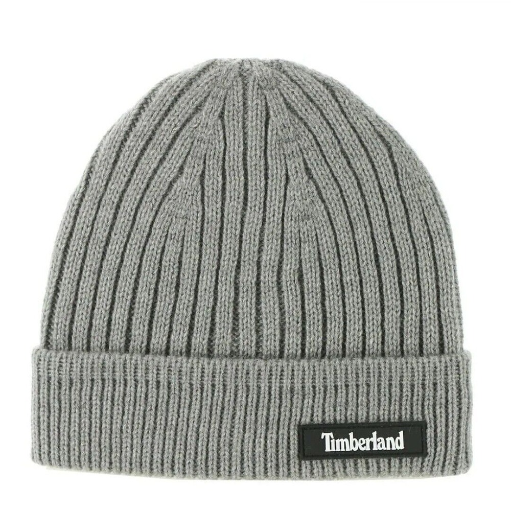 TIMBERLAND Men Black GREY STRETCH SOFT RIBBED‎ CUFFFED Beanie ONE SZ HAT $42 NEW
